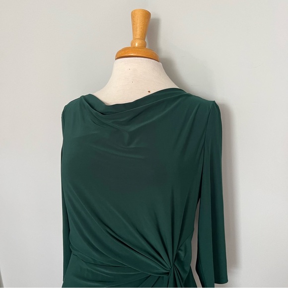 Lauren Ralph Lauren Emerald Green 3/4 Sleeve Dress Size 12 Cocktail Party Work - Picture 4 of 9